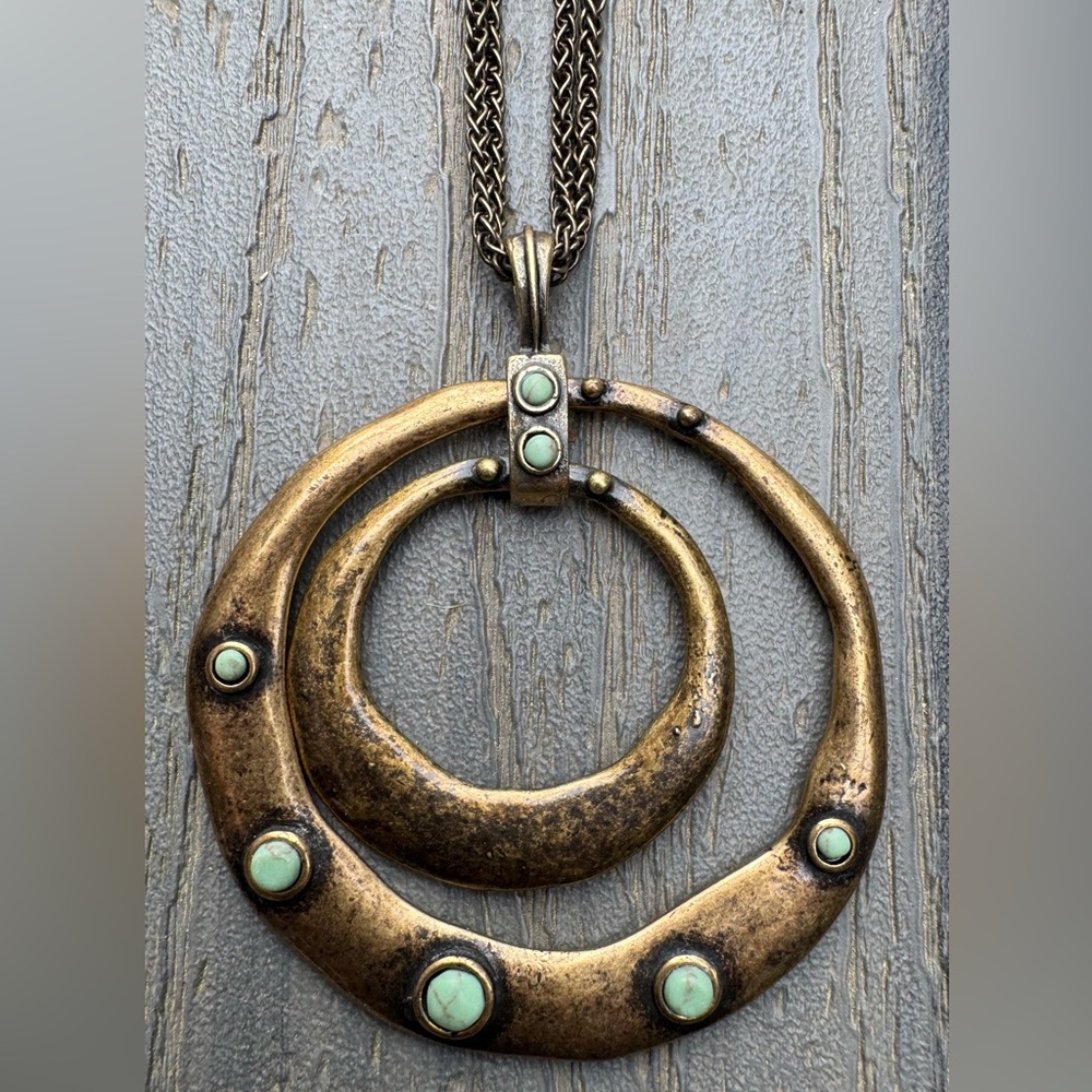 Bronze Butterfly with Blue Stones Pendant Necklace